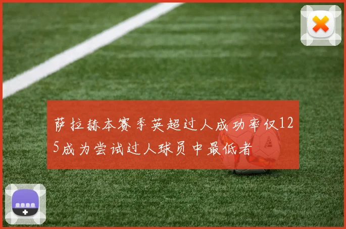 萨拉赫本赛季英超过人成功率仅125成为尝试过人球员中最低者